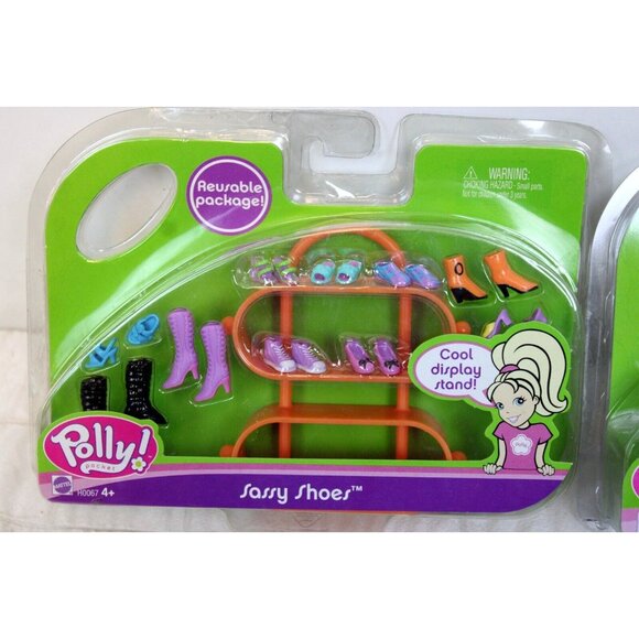 32 Pc NEW Polly Pocket Set Sassy Shoes High Stylin Hats Doll Accessories H0065 - Picture 2 of 5